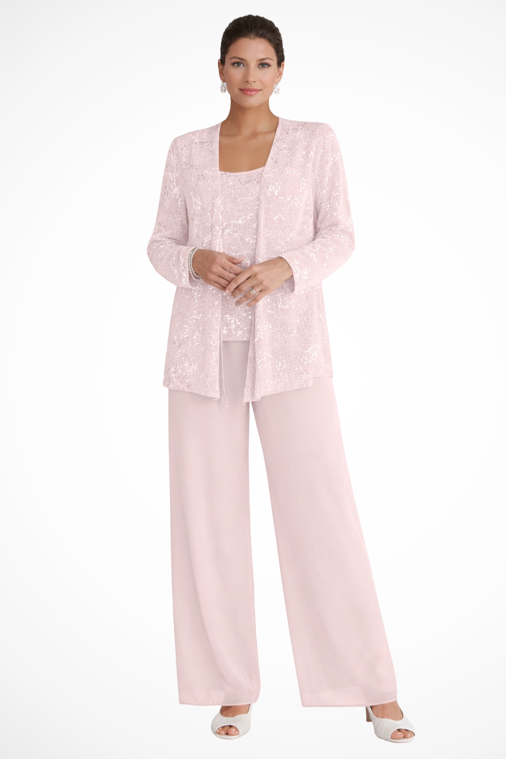 Women's black 3 piece wide leg wedding guest pant suit