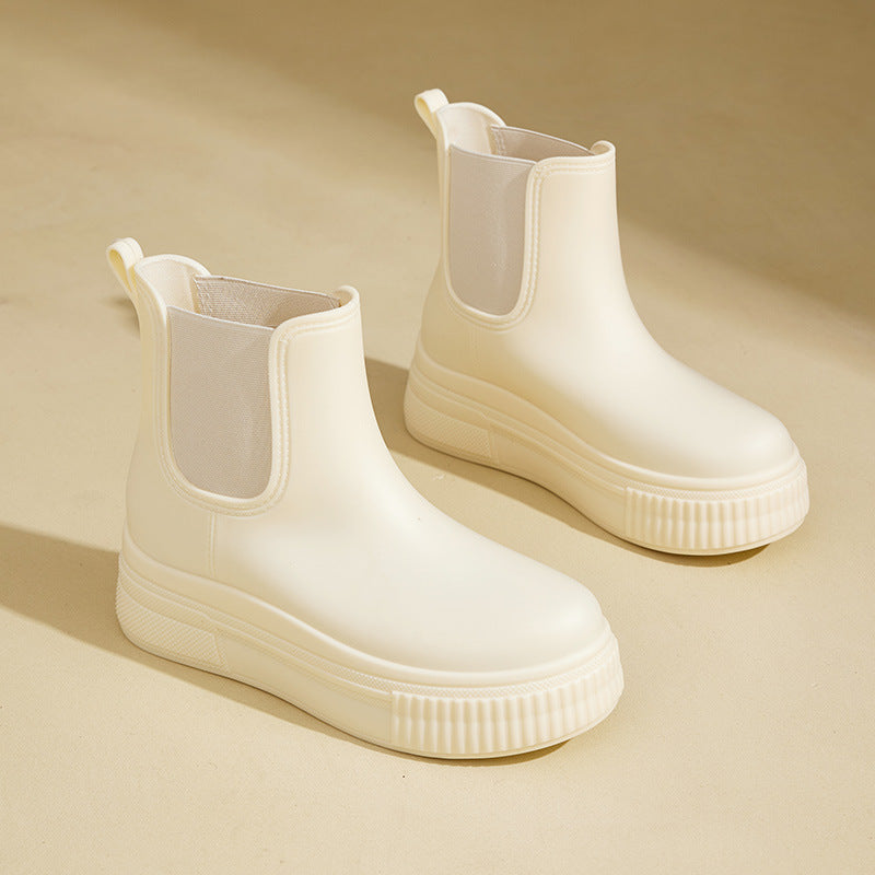 White Stamped Refined Modern Everyday Boots with Cushioned Sole