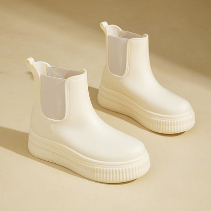 White Stamped Refined Modern Everyday Boots with Cushioned Sole
