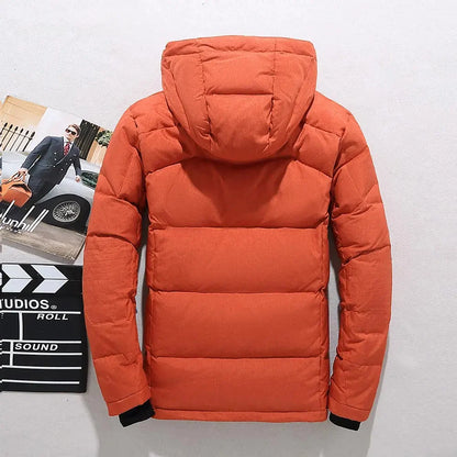 Duck down puffer jacket with detachable hood