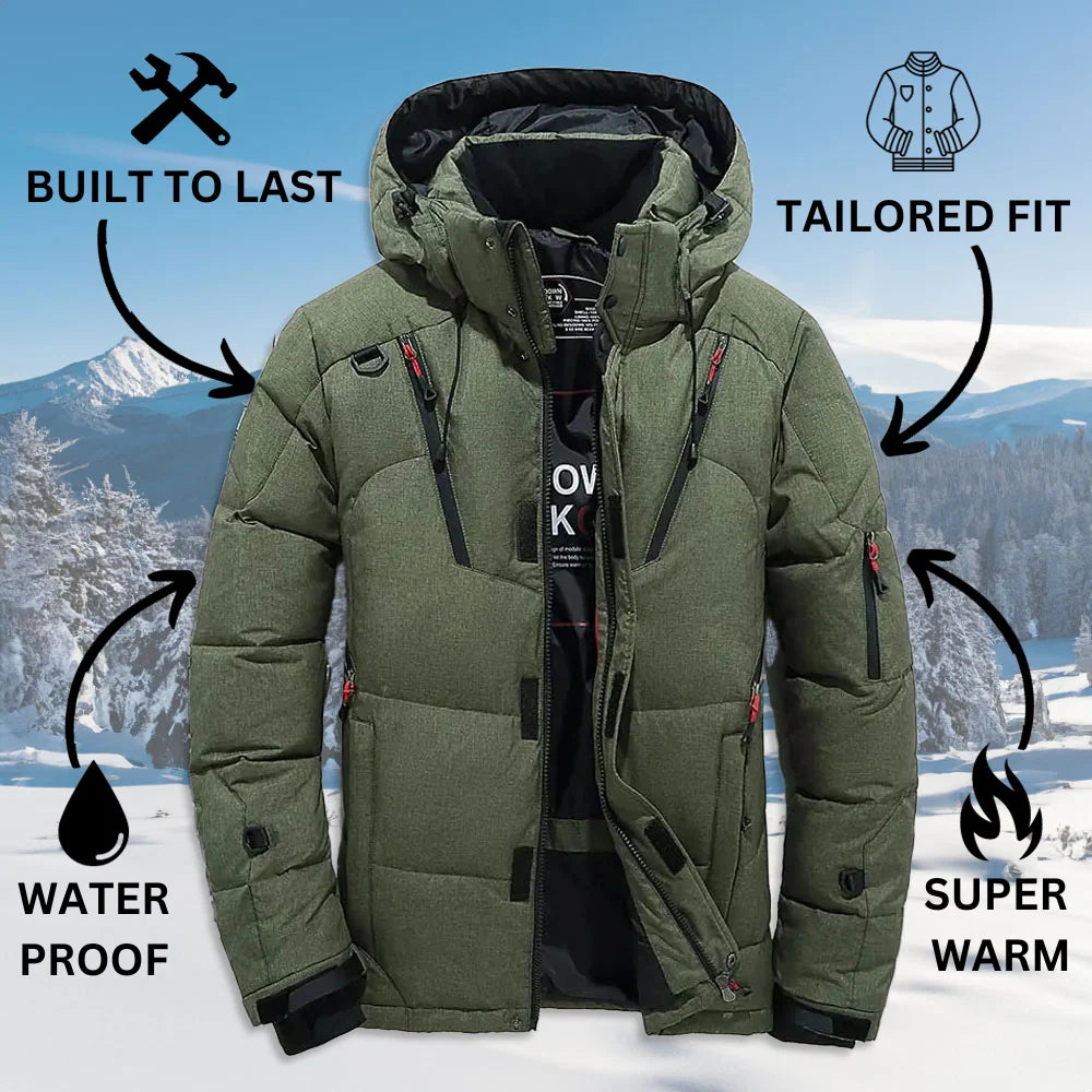 Duck down puffer jacket with detachable hood