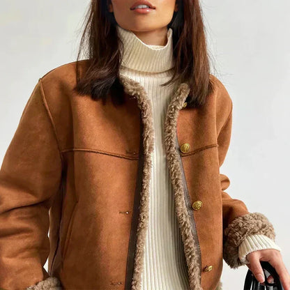 Women's brown tailored winter jacket