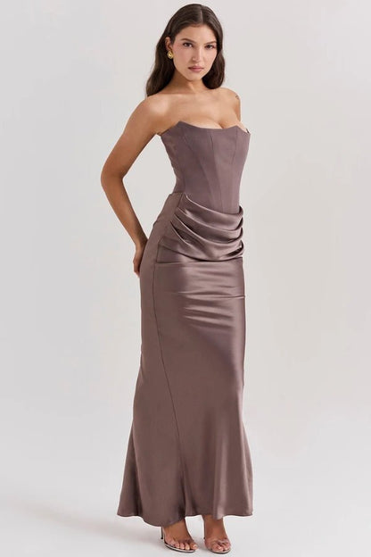 Nina | Evening Gown Strapless Satin Floor Length 1