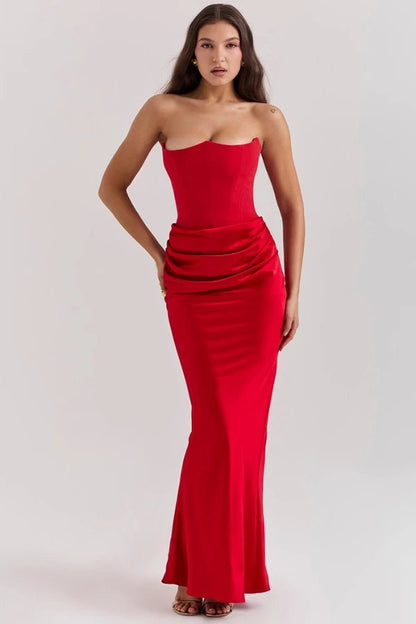 Nina | Evening Gown Strapless Satin Floor Length 12