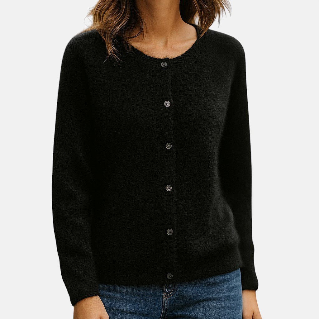 Women's black button up cardigan sweater