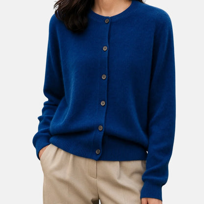 Women's navy blue button up cardigan sweater