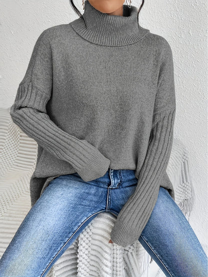 Women's High-Neck Sweater, Cozy Winter Knit Top
