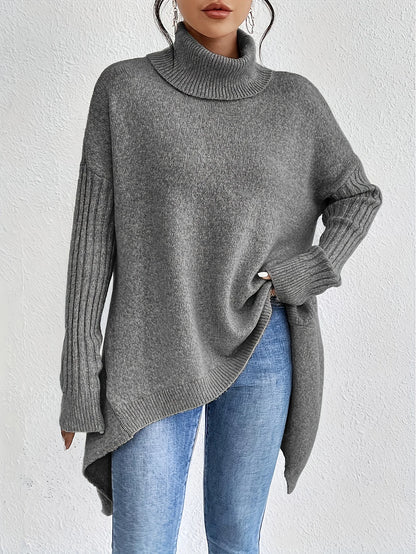 Women's High-Neck Sweater, Cozy Winter Knit Top