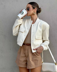 Roisin | Oversized Bomber Jacket with Ribbed Collar and Cuffs