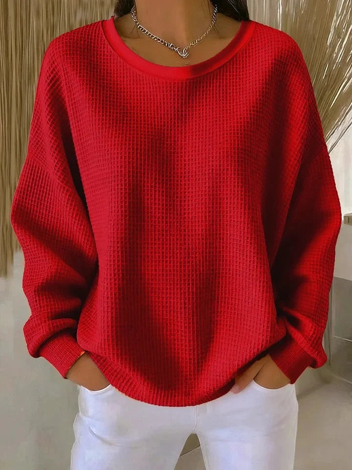 Women's red classic knit sweater
