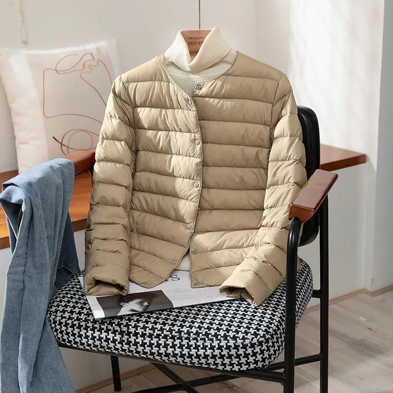 Women's khaki lightweight quilted jacket