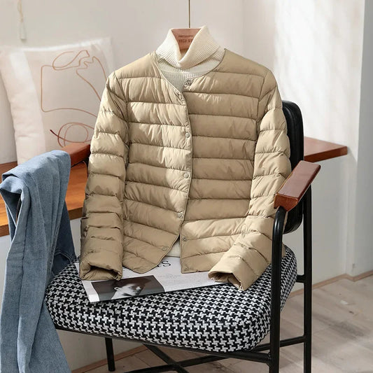 Women's khaki lightweight quilted jacket