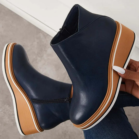 Women's Platform Ankle Boots, Sleek Block Heel Style