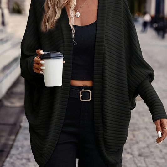 Women's Open-Front Cardigan, Relaxed Winter Knitwear