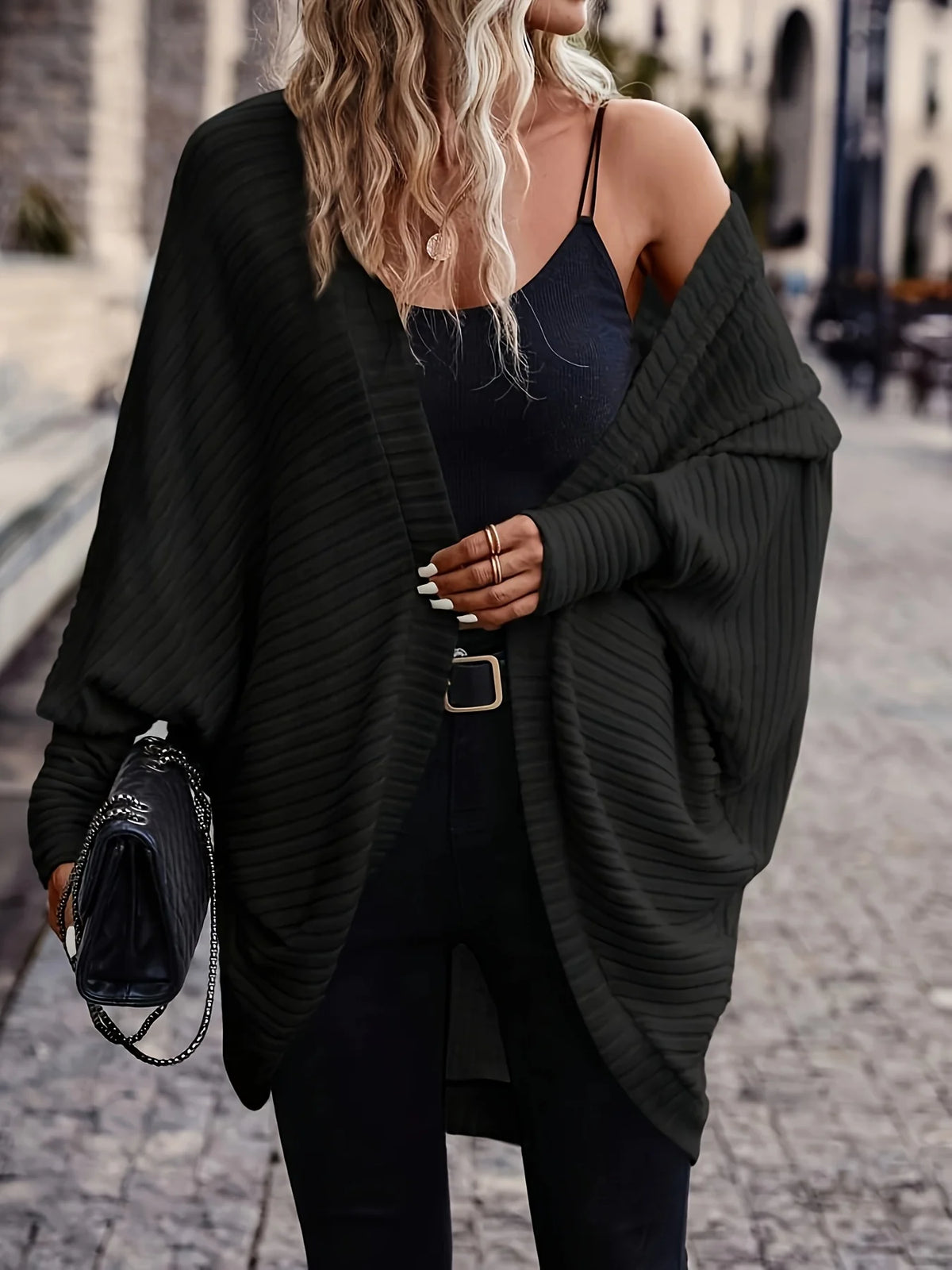 Women's Open-Front Cardigan, Relaxed Winter Knitwear
