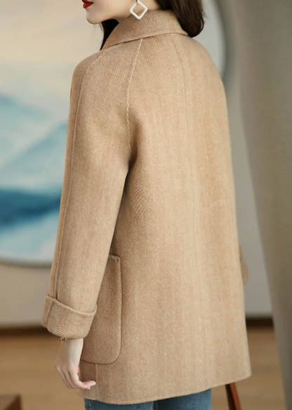 Camel Belted Double-Breasted Editorial Trench Coat
