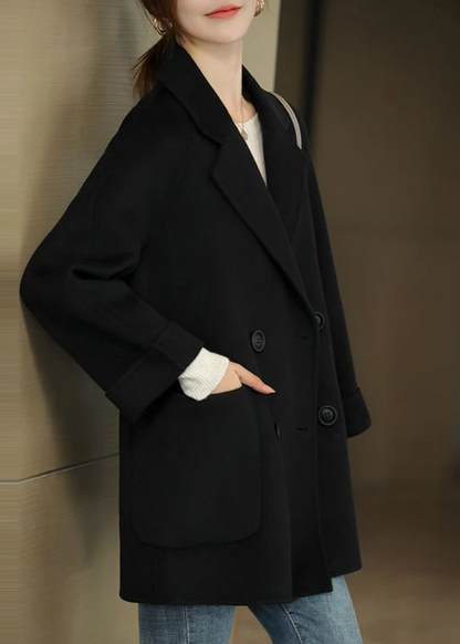 Black Belted Double-Breasted Editorial Trench Coat