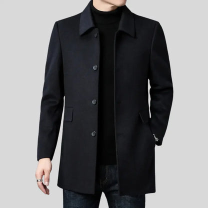 Men's wool blend overcoat with button front