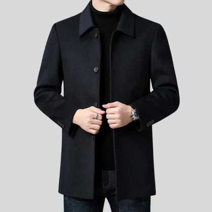 Men's wool blend overcoat with button front