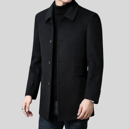 Men's wool blend overcoat with button front