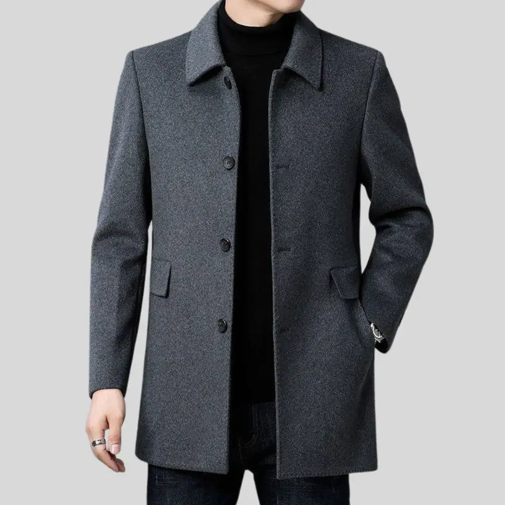 Men's wool blend overcoat with button front