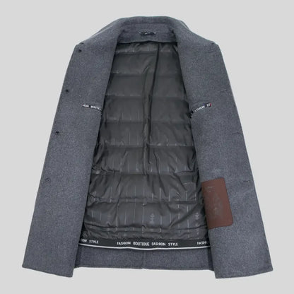 Men's wool blend overcoat with button front