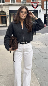 Louella | Relaxed Knit Jacket with Ribbed Cuffs and Hem