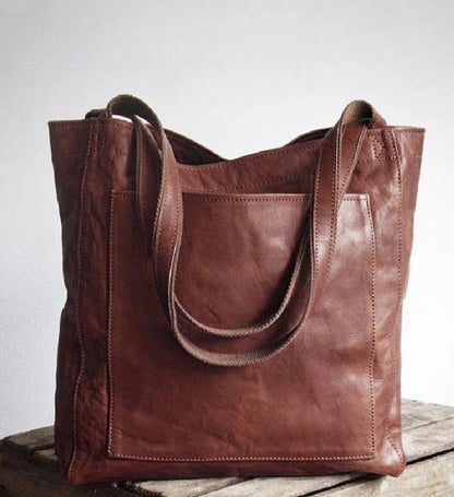 Dark Brown Classic Structured Tote Bag