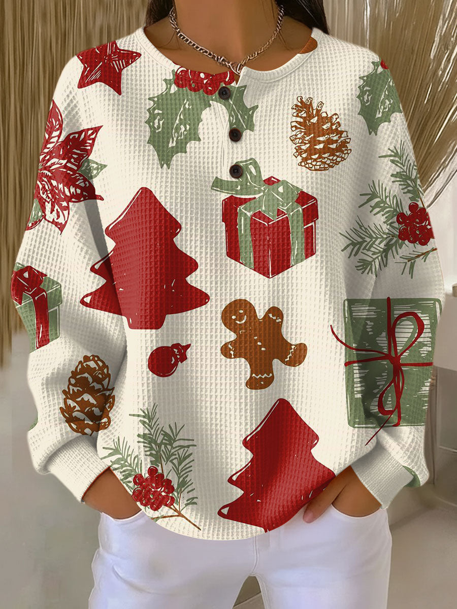Cozy Waffle Knit Fleece-Lined Sweater