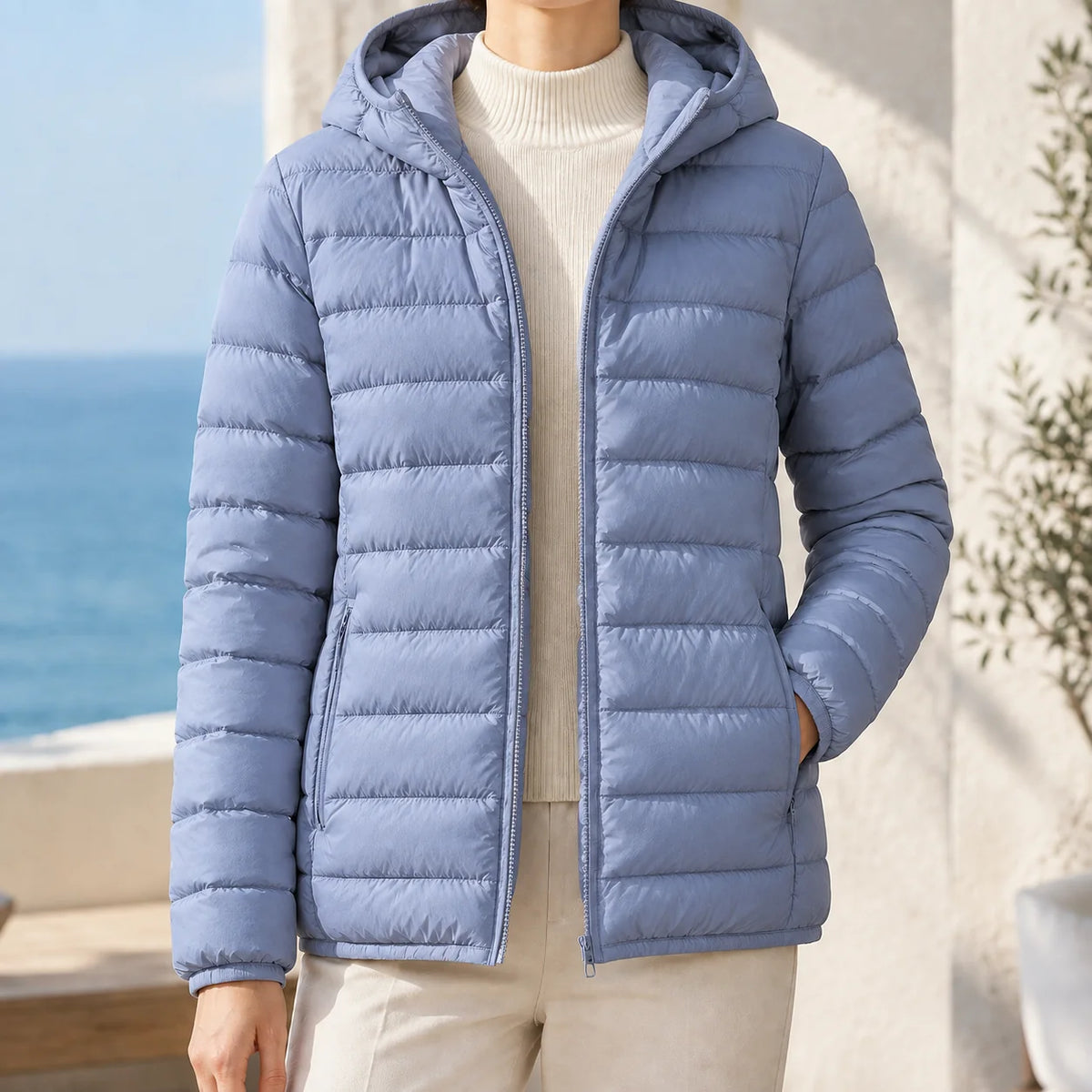 Women's Hooded Down Puffer Jacket with Zipped Side Pockets, photo 5
