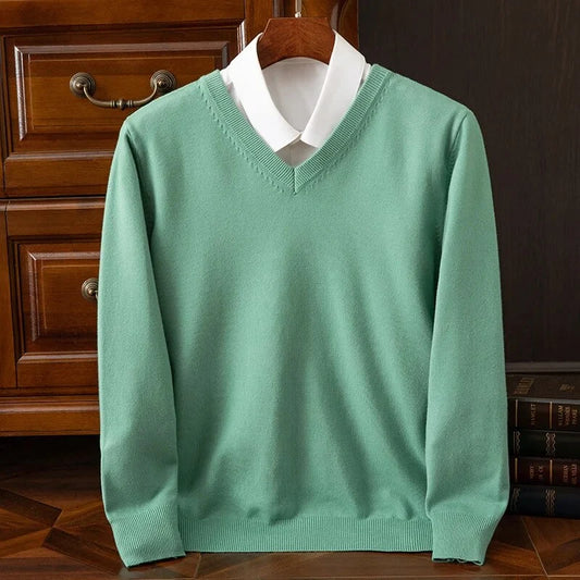 Peyton cashmere V-neck sweater, front view