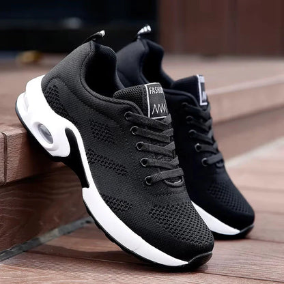 Women's black breathable mesh athletic shoes