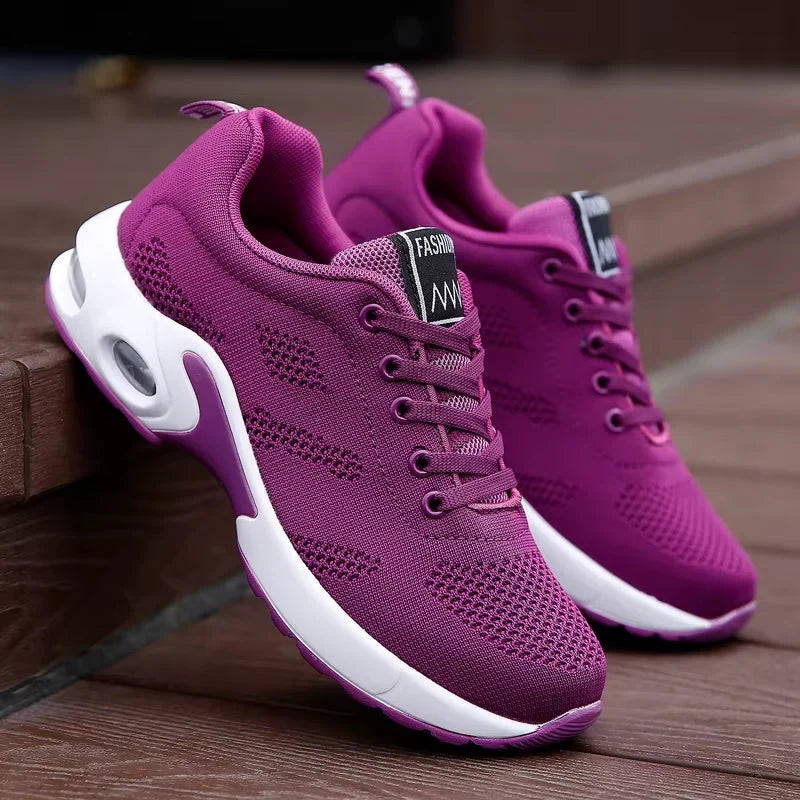 Women's purple breathable mesh athletic shoes