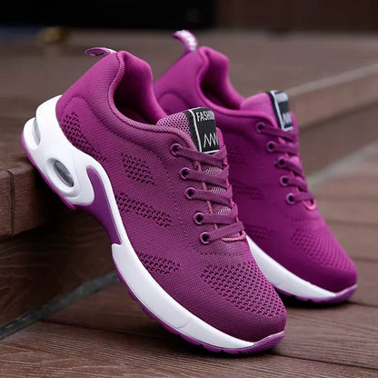 Women's purple breathable mesh athletic shoes