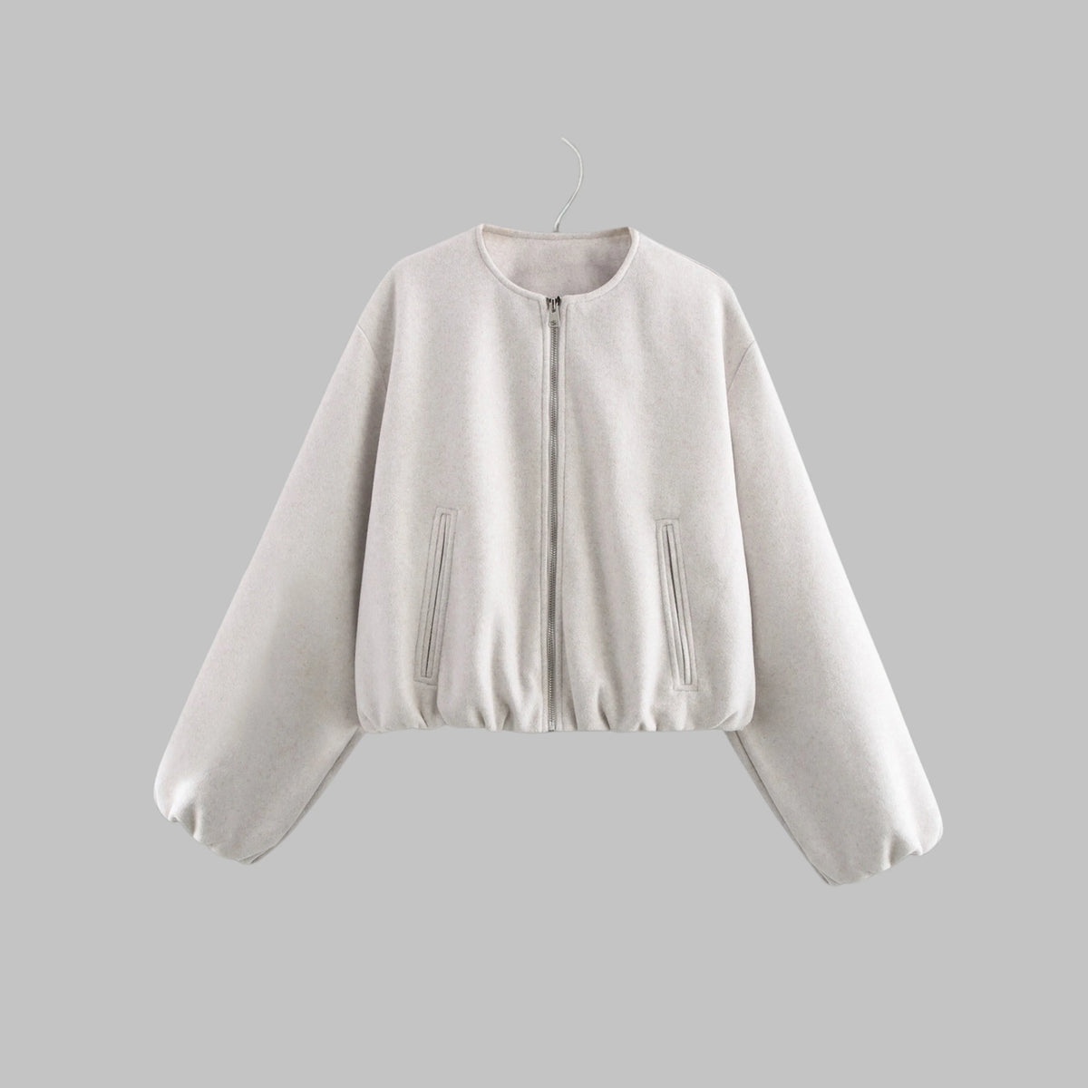Women's white cropped jacket with side pockets