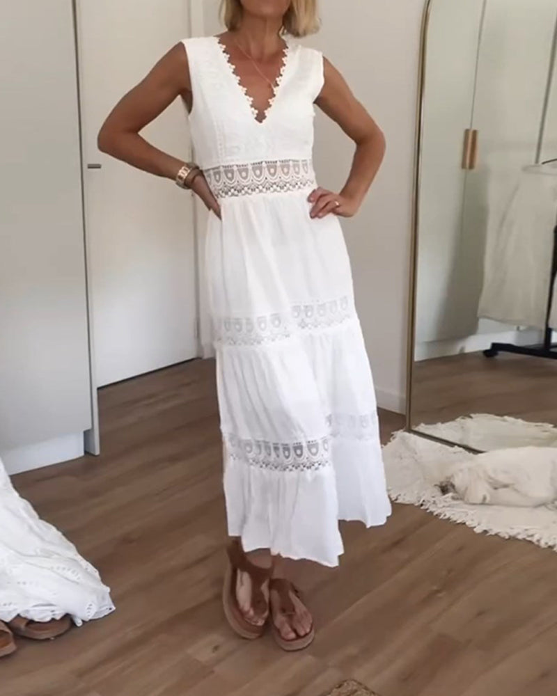 Paige | Midi Dress Boho V Neck Sleeveless 0