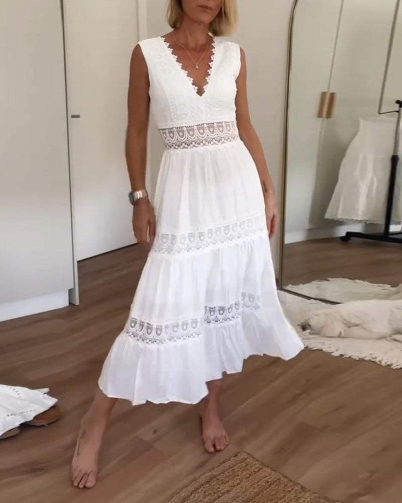 Paige | Midi Dress Boho V Neck Sleeveless 1
