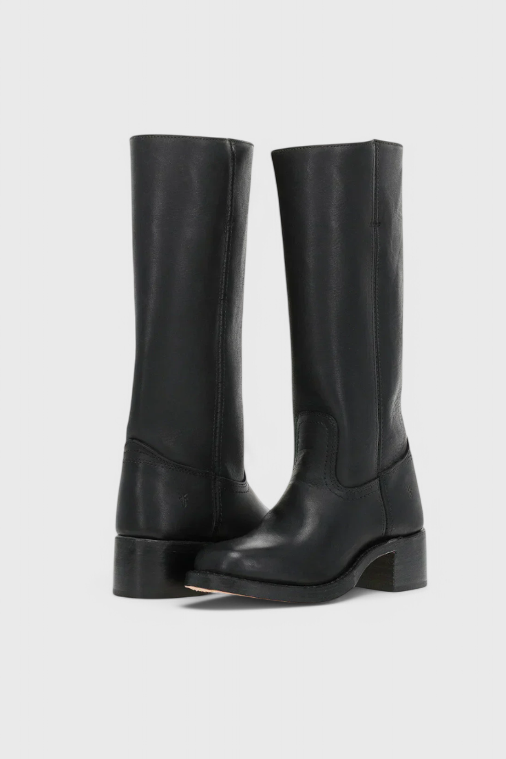 Black Classic Knee-High Heeled Boots