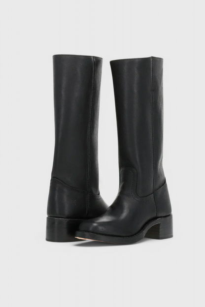 Black Classic Knee-High Heeled Boots