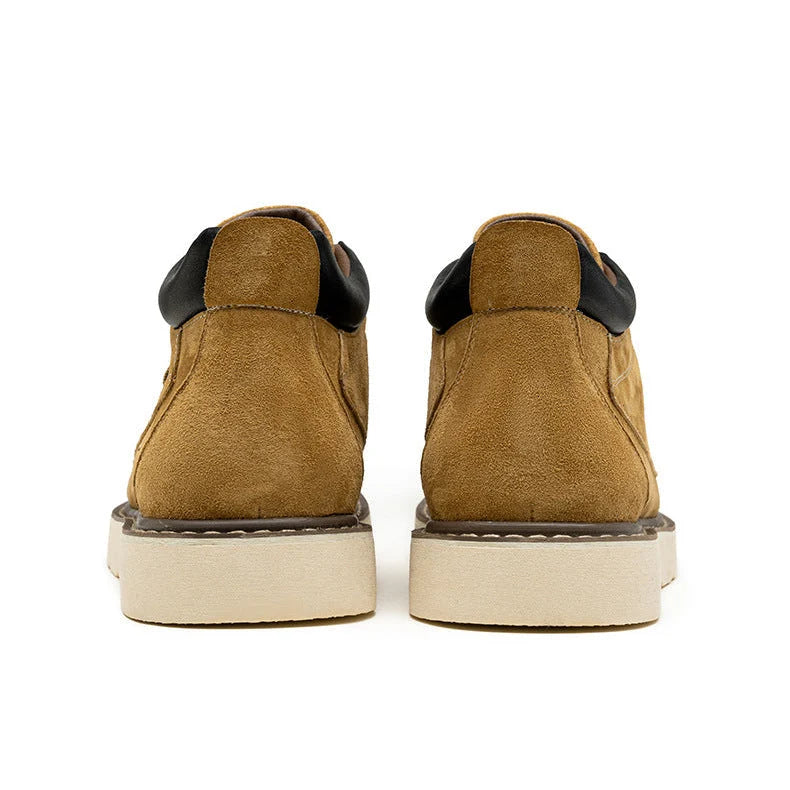 Cooper suede wedge boots, moc toe detail