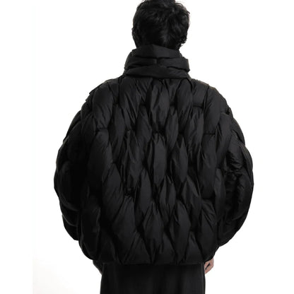 Oversized puffer jacket with 3D hexagon pattern