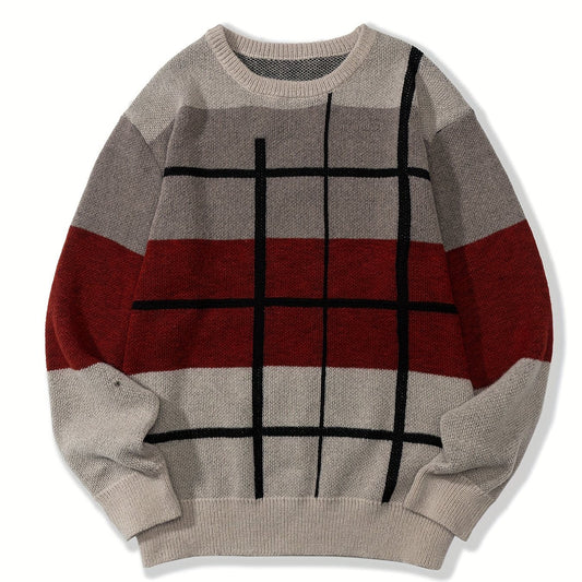 Men's Color-Block Sweater, Cold-Weather Knit Pullover