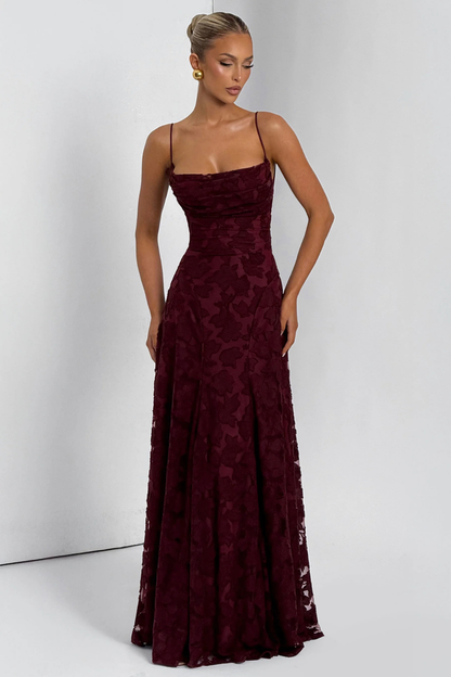 Women's white floral brocade cami strap wedding guest maxi dress