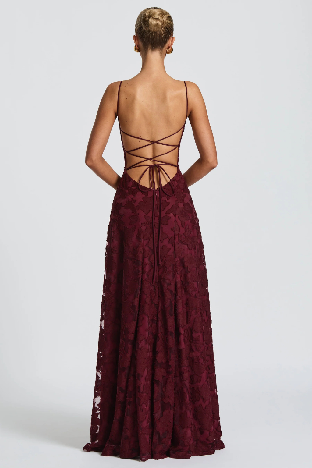 Women's olive green floral brocade cami strap wedding guest maxi dress