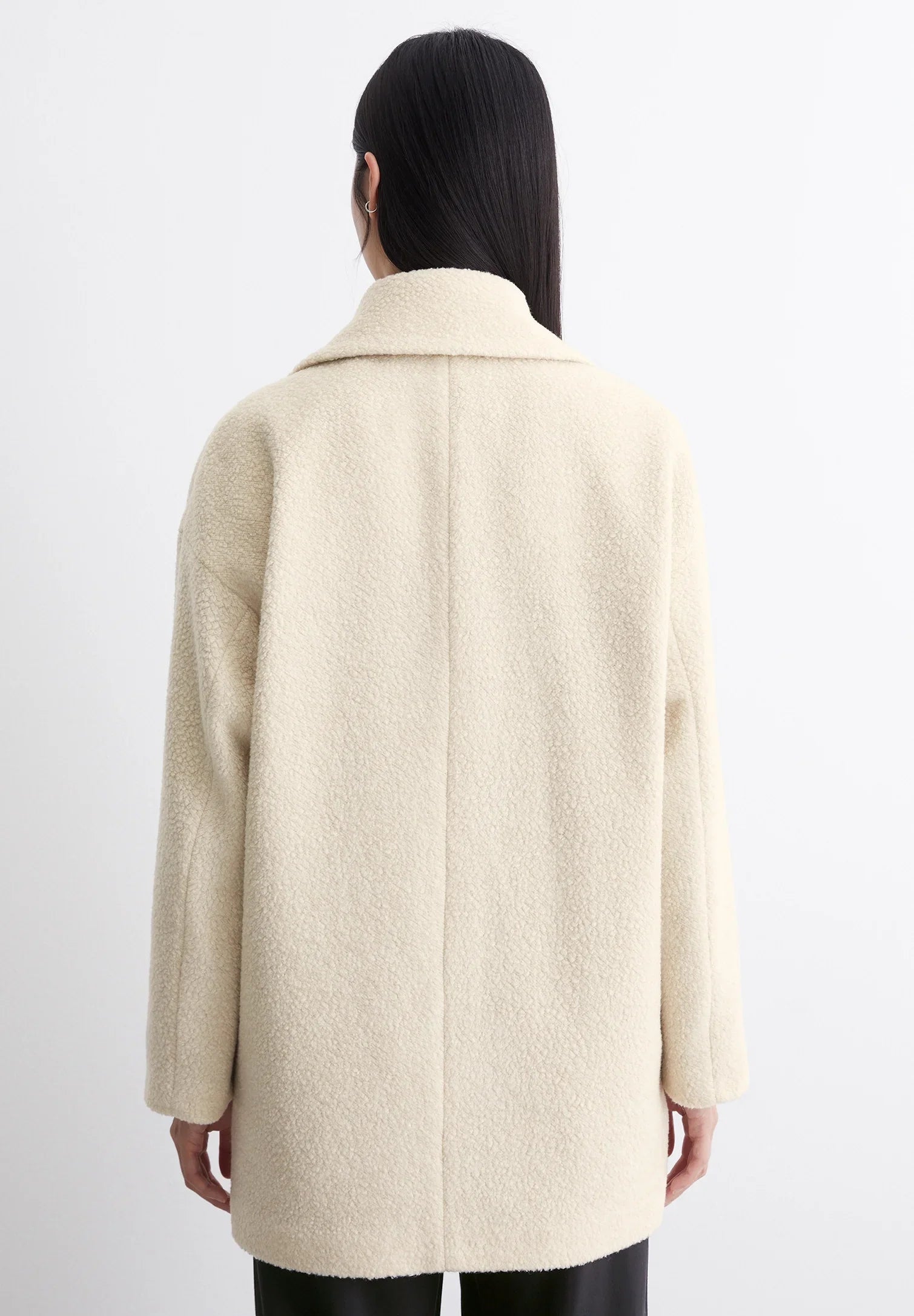 Double-Breasted Notch-Lapel Tailored Overcoat with Set-In Pockets – view 3