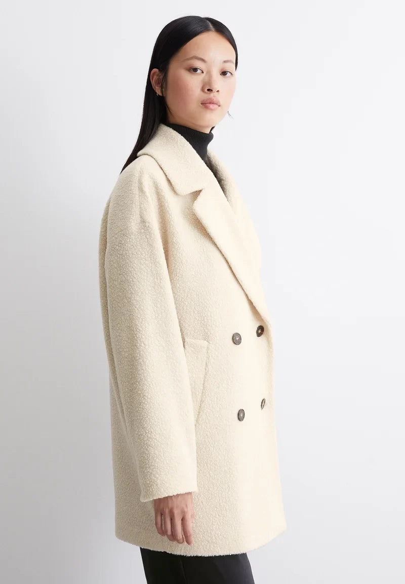 Double-Breasted Notch-Lapel Tailored Overcoat with Set-In Pockets – view 4