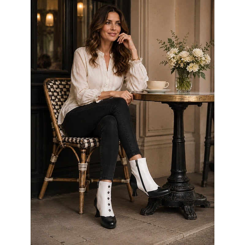 Vintage Buttoned Ankle Boots with Round Toe – view 4