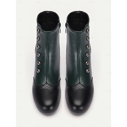 Vintage Buttoned Ankle Boots with Round Toe – view 6