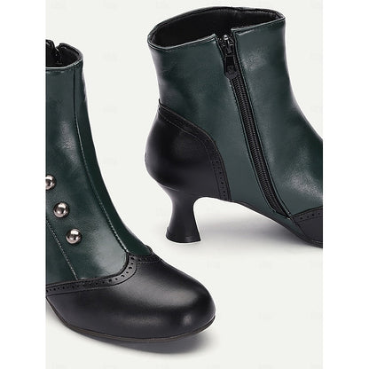 Vintage Buttoned Ankle Boots with Round Toe – view 7