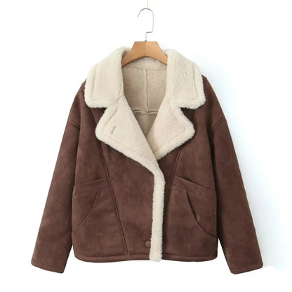 Notch-Lapel Oversized Winter Coat with Button-Through Front